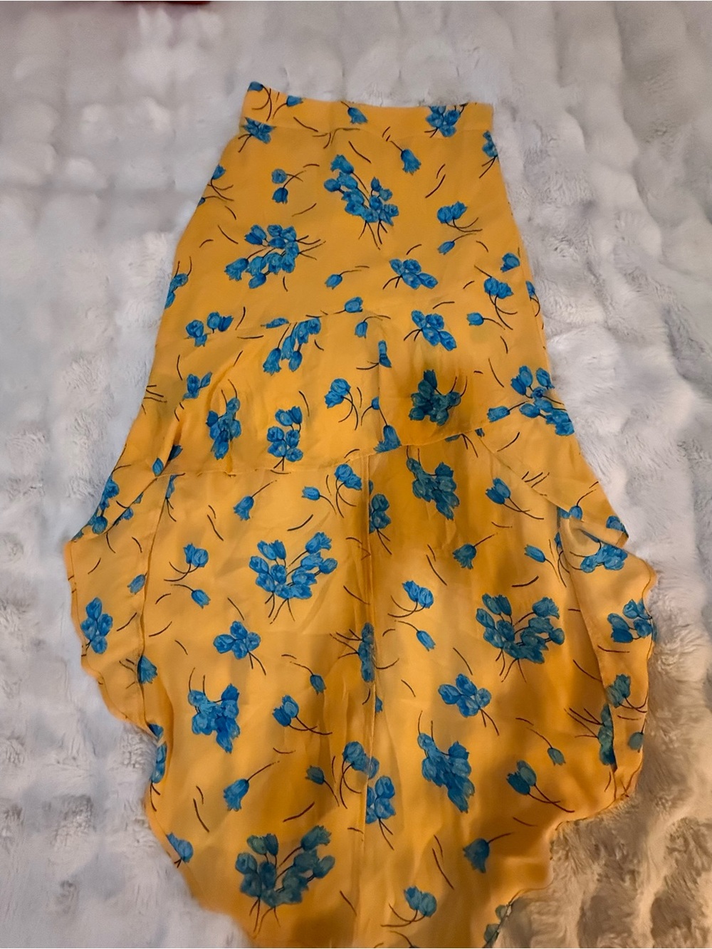 free press Yellow Maxi Skirt with Blue Floral Print